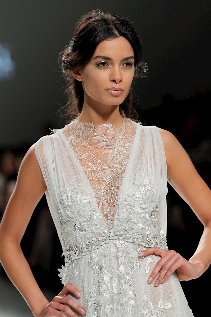 Fabulous embellished empire waist sheath wedding gown Modes Bridal NZ