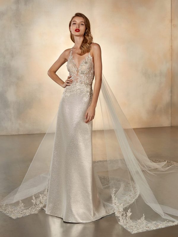 Mermaid Wedding Gown With Golden Brocade Skirt Modes Bridal Nz