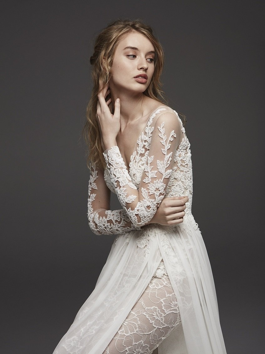 Romantic Long Sleeve Wedding Gown Modes Bridal Nz 