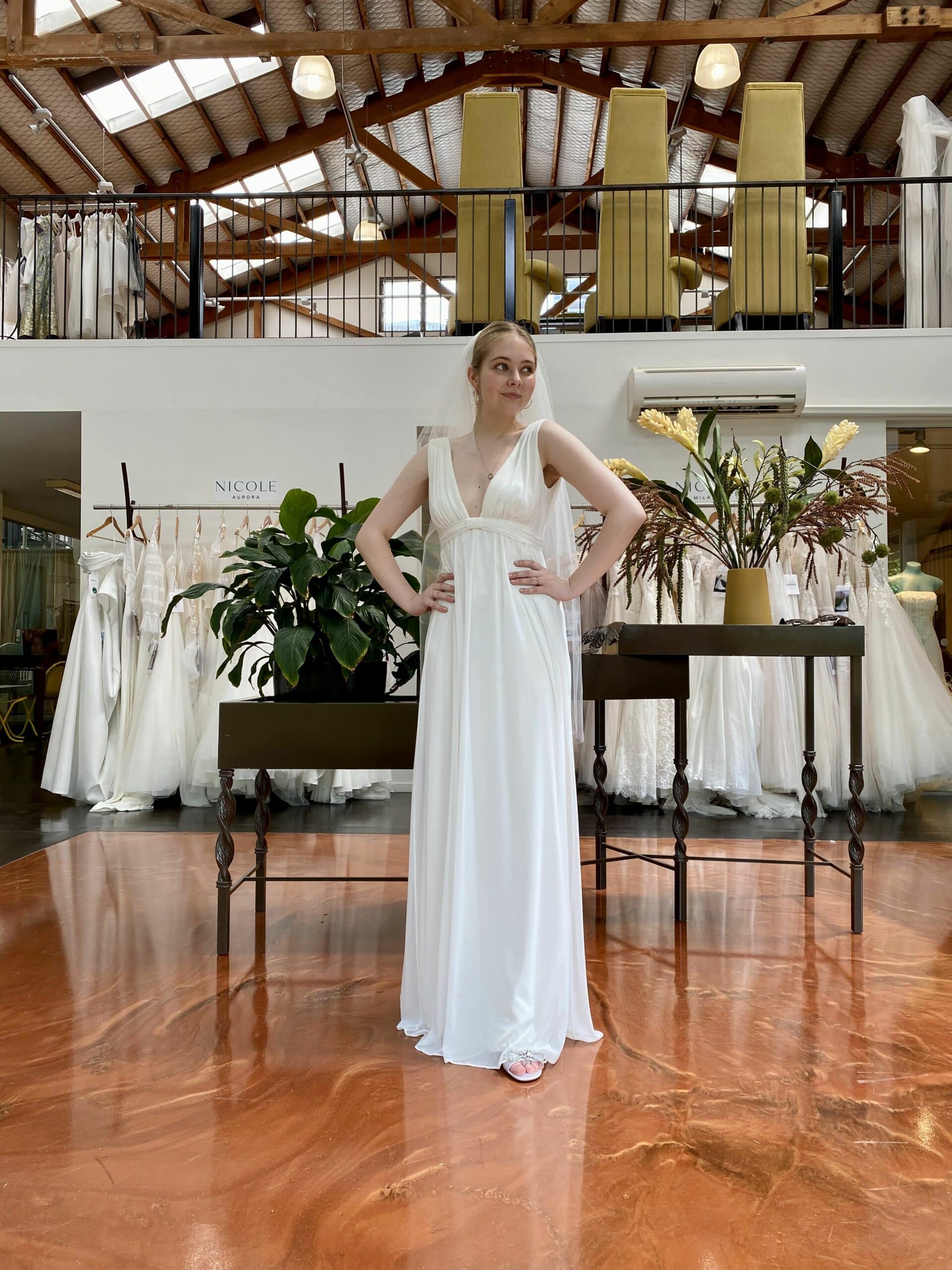 2403222 Simplistic Bridal Gown With V Neckline Modes Nz 