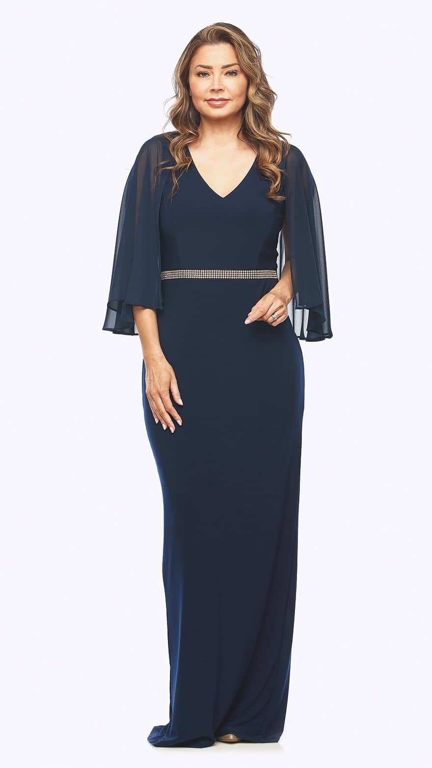 Long stretch jersey dress with diamante trim JHDR11